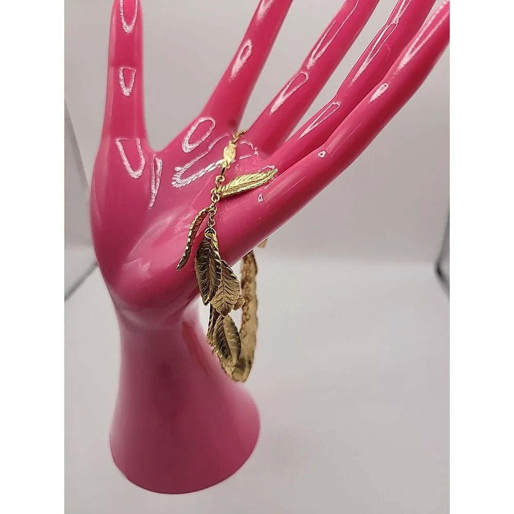 Vintage Napier Gold Tone Leaf Charm Bracelet Botanical Nature Classic Jewelry - Picture 8 of 15